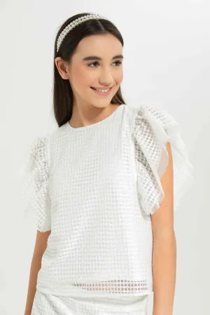 Senior Girls White Mesh Top