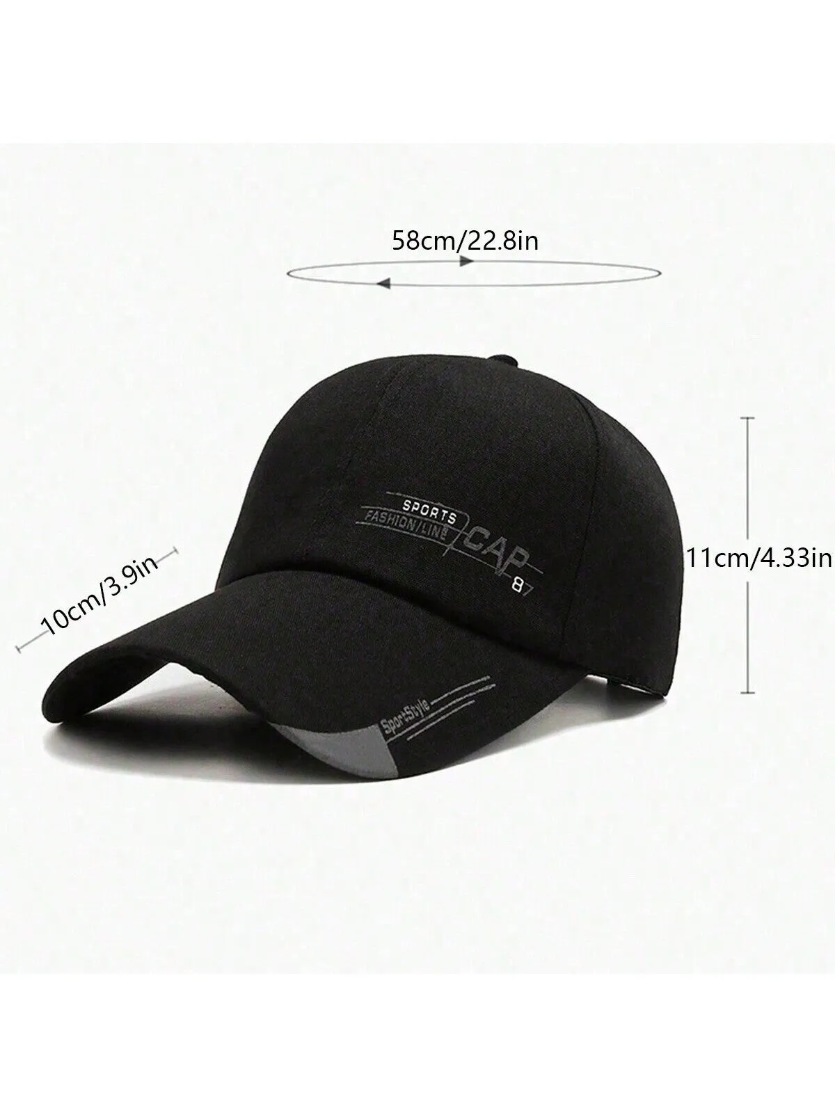 1pc Fashionable Canvas Print Baseball Cap With Long Brim And Duck Tongue For Sun Protection And Outdoor Sports Casual