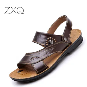 2017 summer male sandals men genuine leather shoes fashion slippers open toe shoes brand Beach shoes for man size 39-44