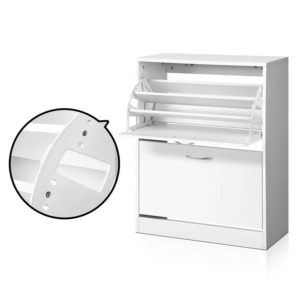 24-Pair Adjustable Shoe Cabinet with Dual Compartments - Artiss