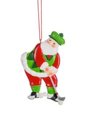 4" Golf Santa Ornament