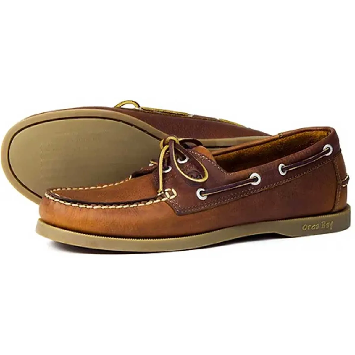 50% OFF ORCA BAY Mens Creek Leather Deck Shoes - Havana UK 10