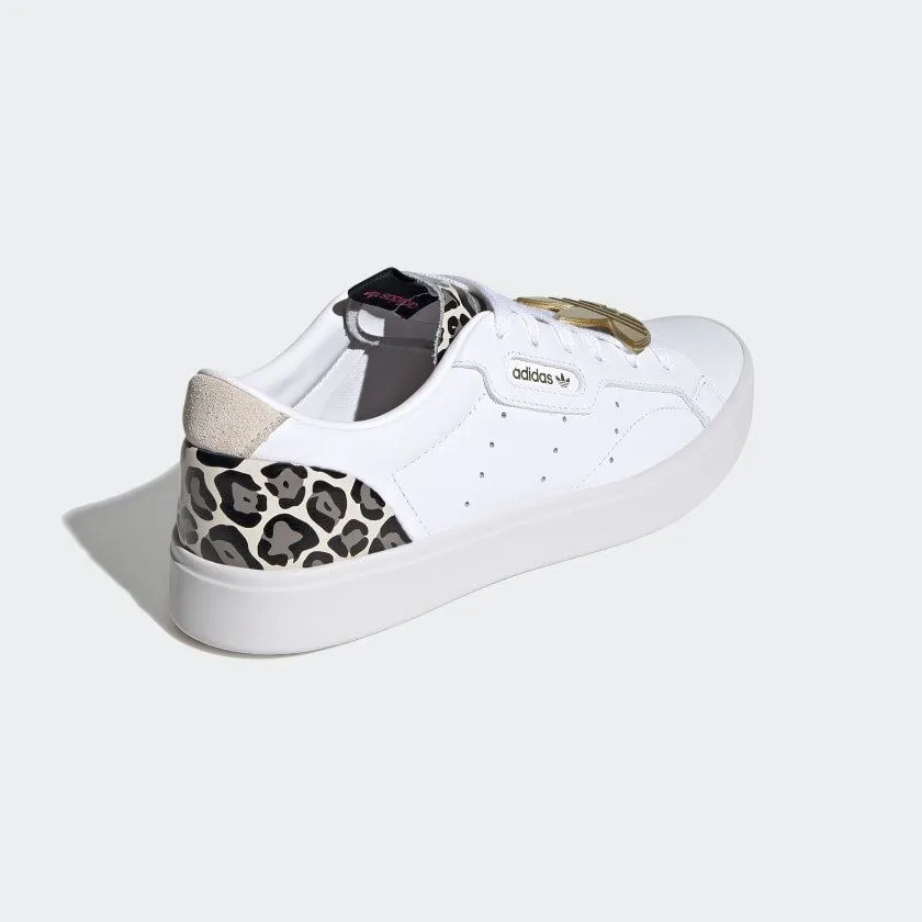 Adidas Women's Sleek Shoes - Cloud White / Brown Leopard / Gold