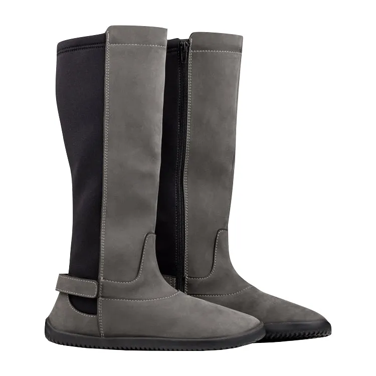 Ahinsa Barefoot Tall Boot Grey Nubuck