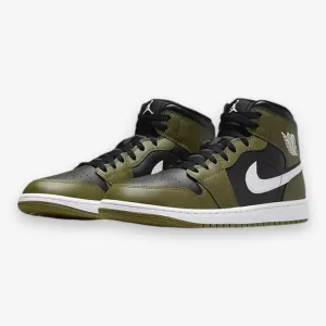 Air Jordan 1 Mid BLACK/WHITE-MEDIUM OLIVE-SAIL DQ8426-092