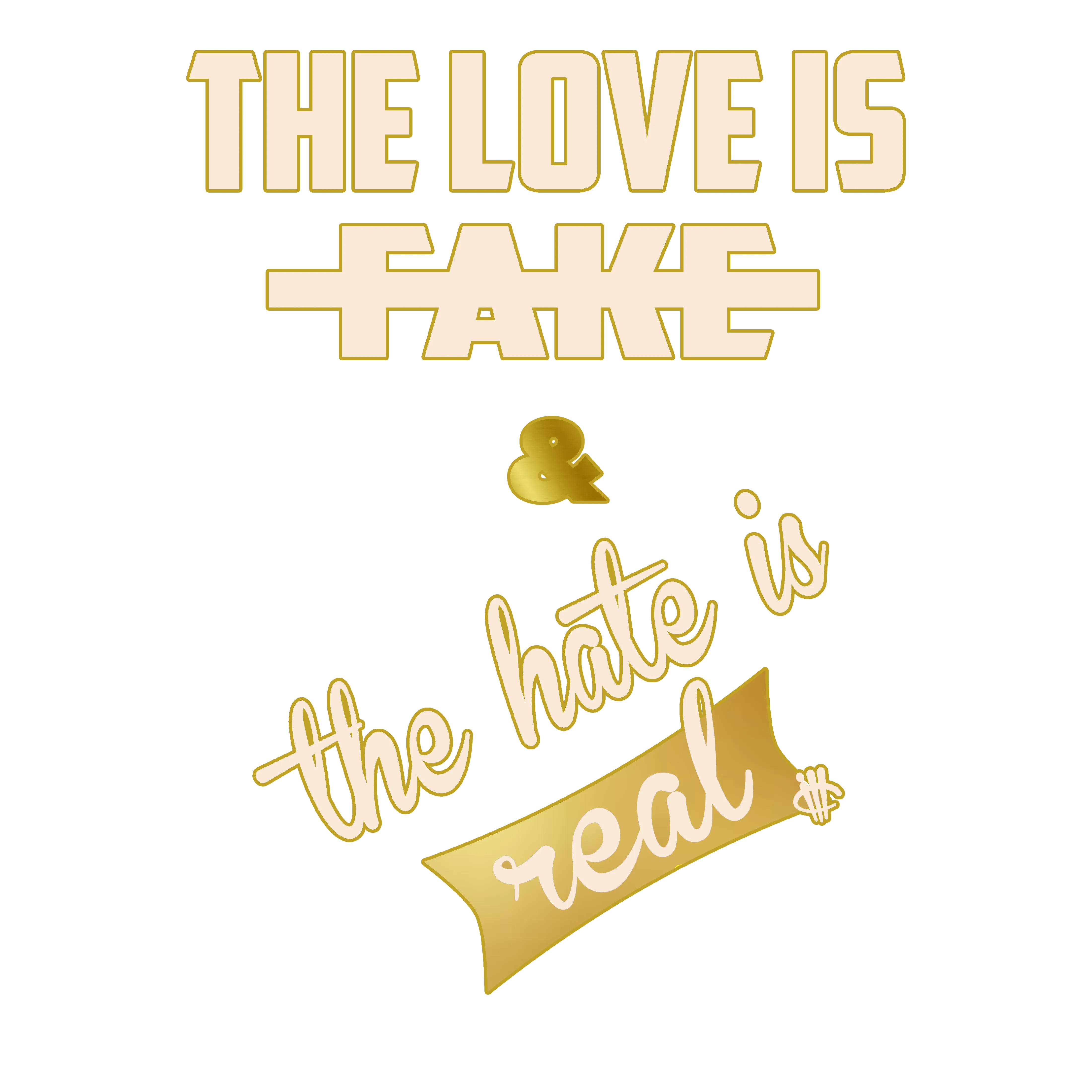 Air Jordan 4 WMNS “Metallic Gold” | illcurrency White T-Shirt (Love is Fake)