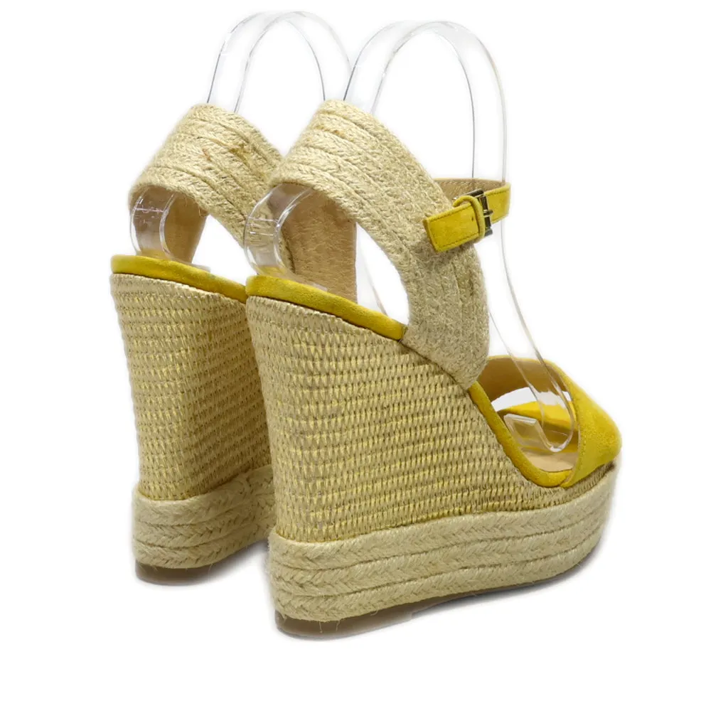 Aldo Wedge Sandals Fabric Beige Colour For Women