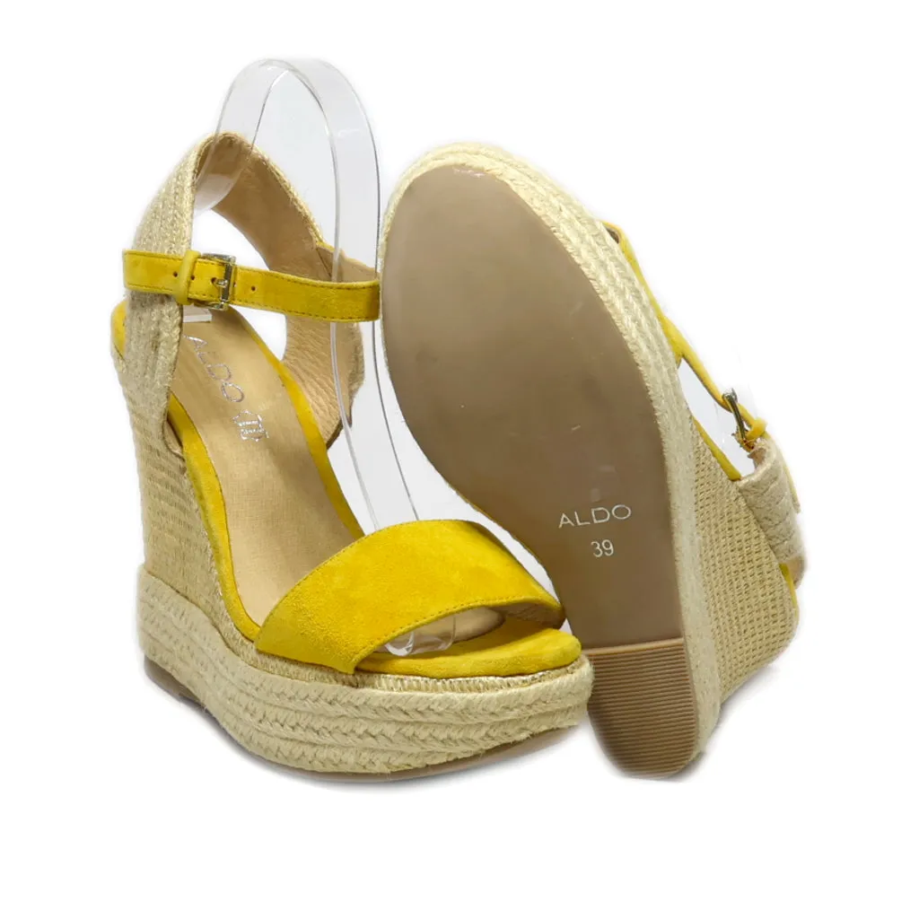 Aldo Wedge Sandals Fabric Beige Colour For Women