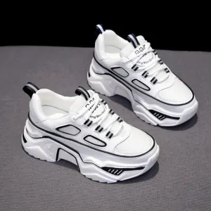 Amozae Women Sneakers White Black Designer Shoes Woman Autumn Winter Chunky Sneakers Fashion Light Dad Shoes Ladies Platform Footwear