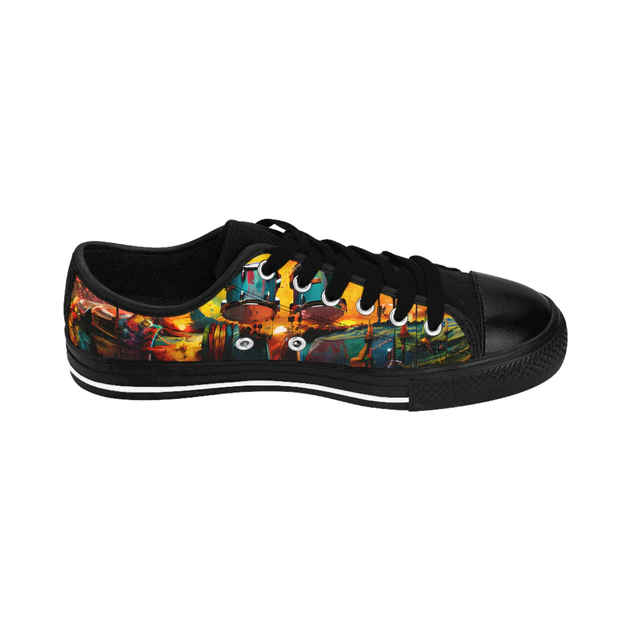 Artistic Drumset Color Explosion - Custom Men's Sneakers - Music Design #002