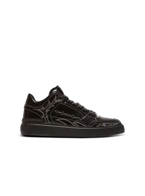 B-Court Mid Top Western glazed leather trainers