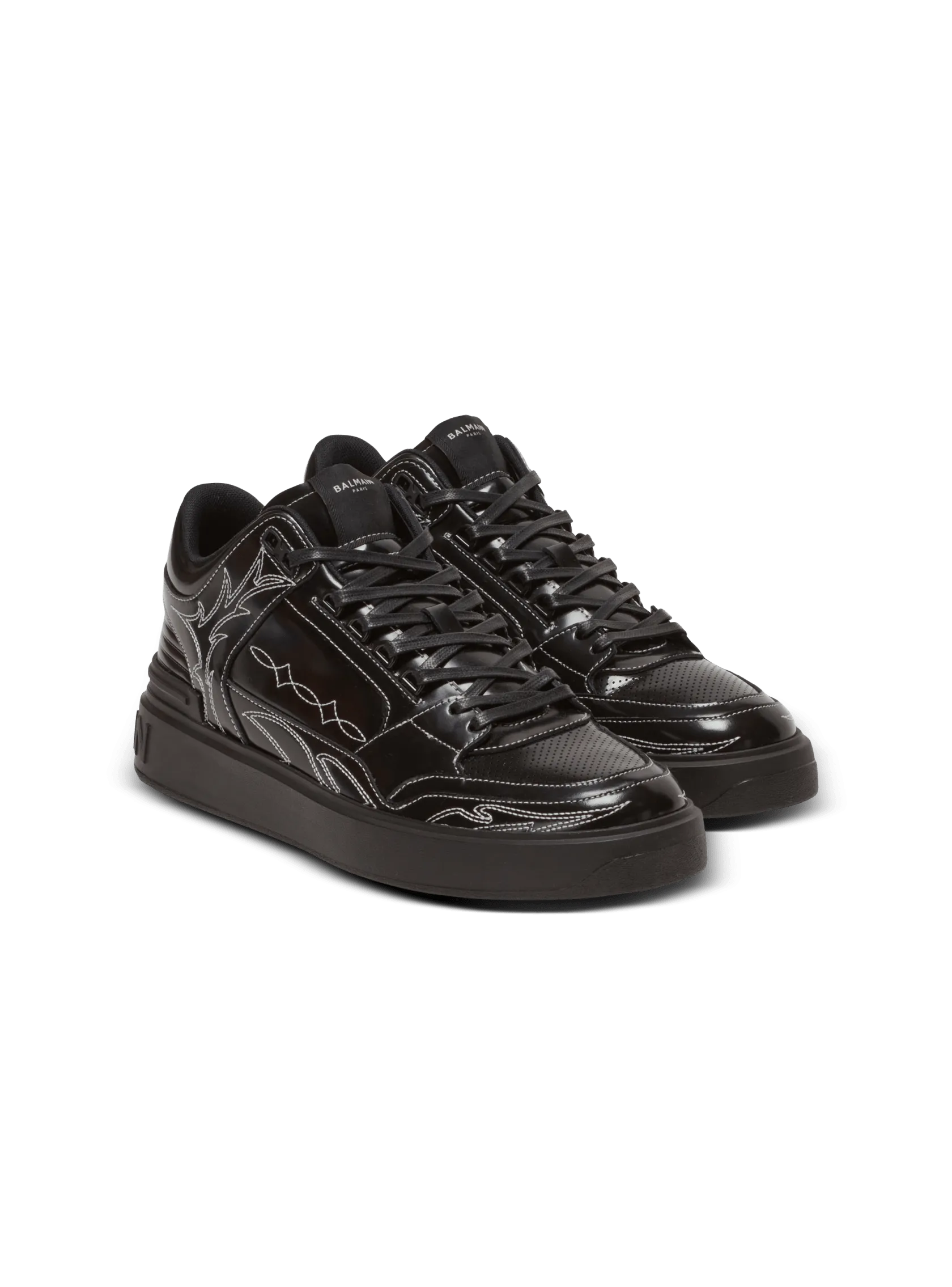 B-Court Mid Top Western glazed leather trainers