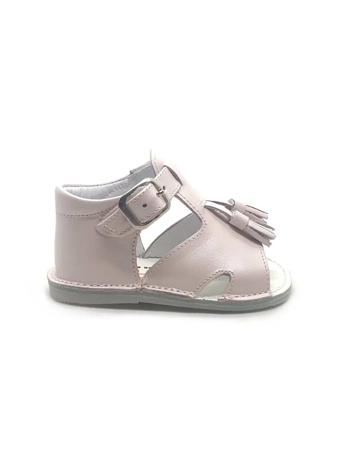 Baby's leather sandals with tassel trims