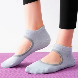 Backless Non-Slip Yoga Dance Socks Gym Indoor Floor Sports Socks, Size: 35-42(Purple)