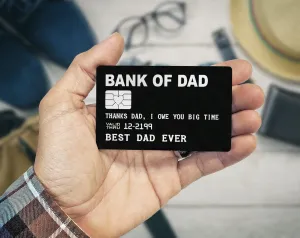 Bank of Dad Engraved Wallet Insert Fathers Day Gift Deployment Man Wallet Card Best Dad Ever Personalize Father of the Bride Gift Daughter