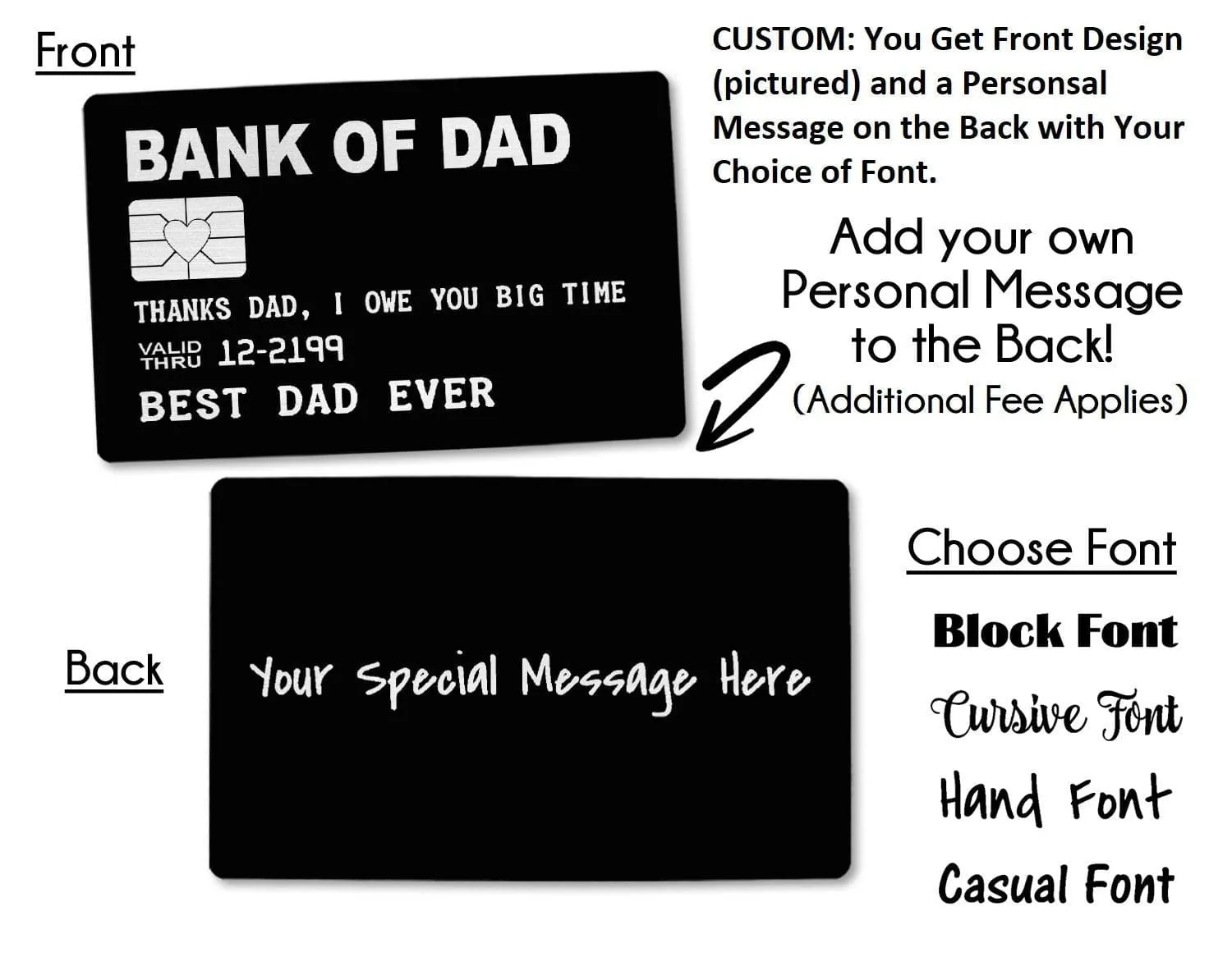 Bank of Dad Engraved Wallet Insert Fathers Day Gift Deployment Man Wallet Card Best Dad Ever Personalize Father of the Bride Gift Daughter