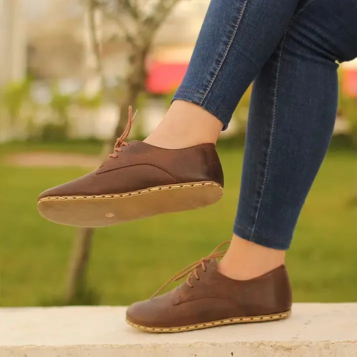 Barefoot Oxford Shoes Women - Laced Brown