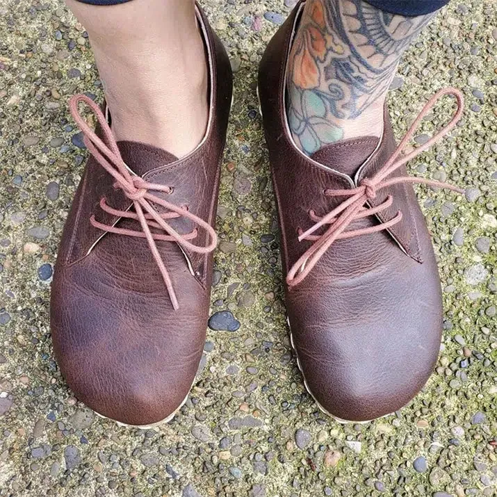 Barefoot Oxford Shoes Women - Laced Brown