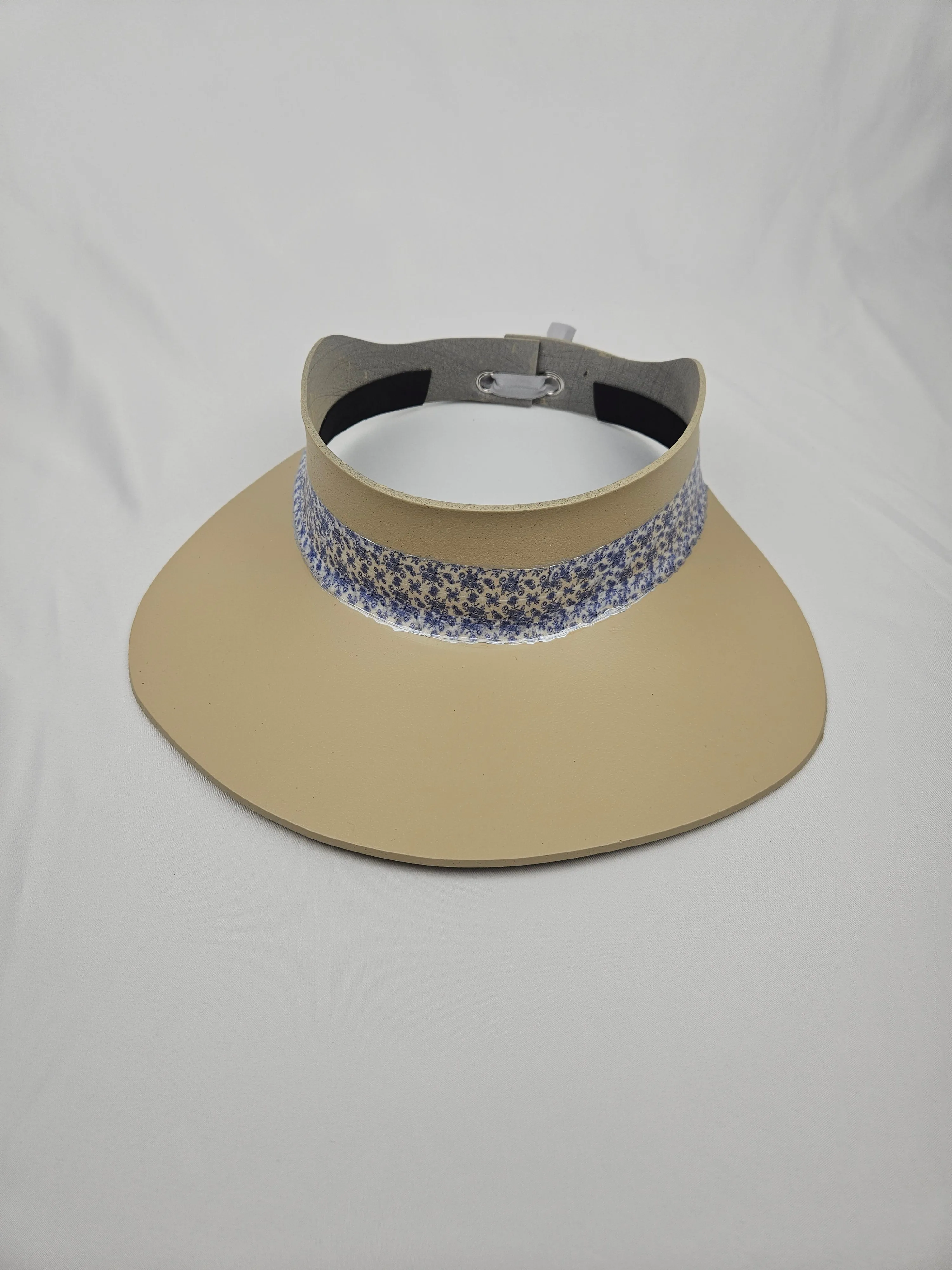 Beige "LadyEVA" Visor Hat with Floral China Blue Band