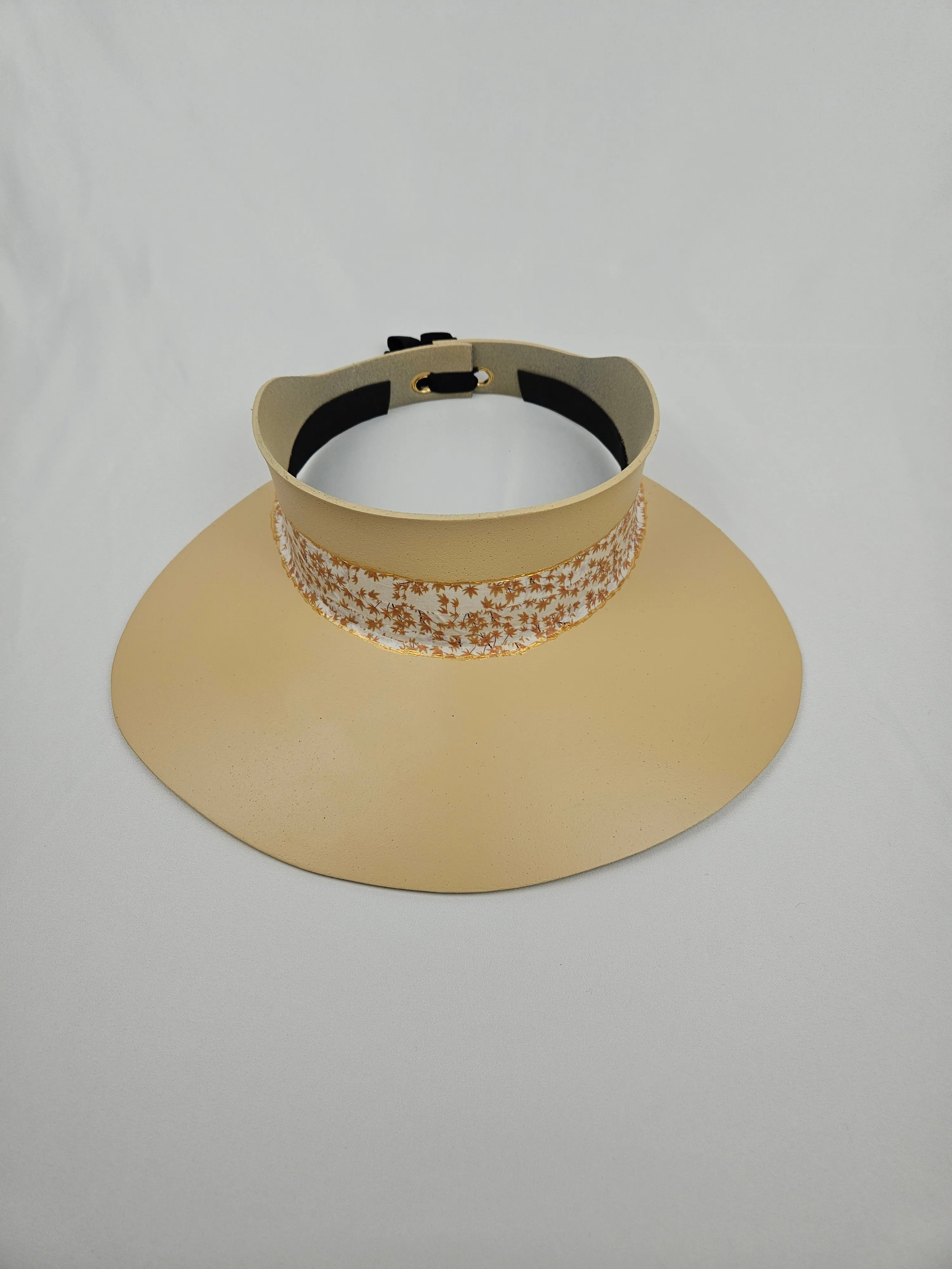 Beige "LadyEVA" Visor Hat with Rust Orange Leaf Band