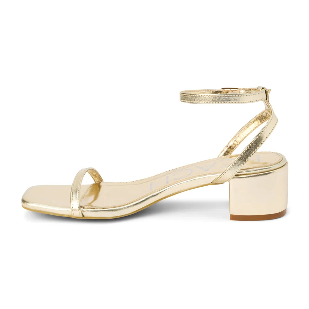 Belle Metallic Block Heel Ankle Strap Sandals