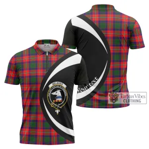 Belshes Tartan Zipper Polo Shirt with Family Crest Circle Style