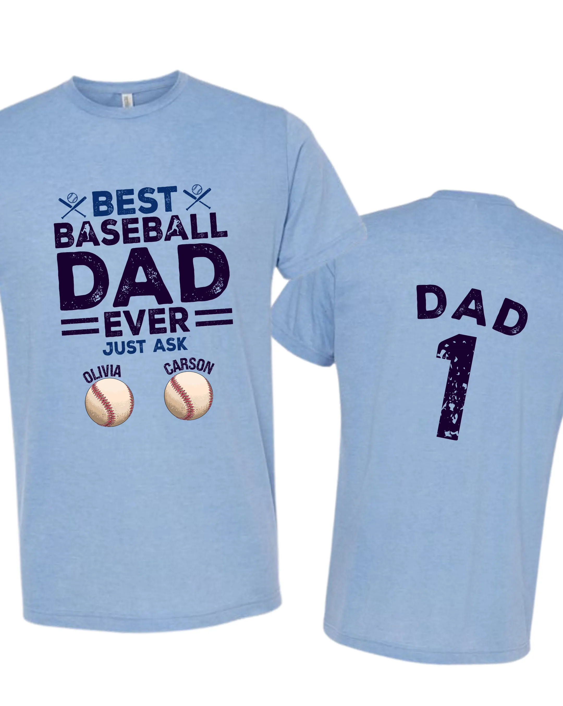 Best Baseball Dad EVER just ask (insert names & personalize) Deluxe Cotton TShirt AND/OR Key Chain Set