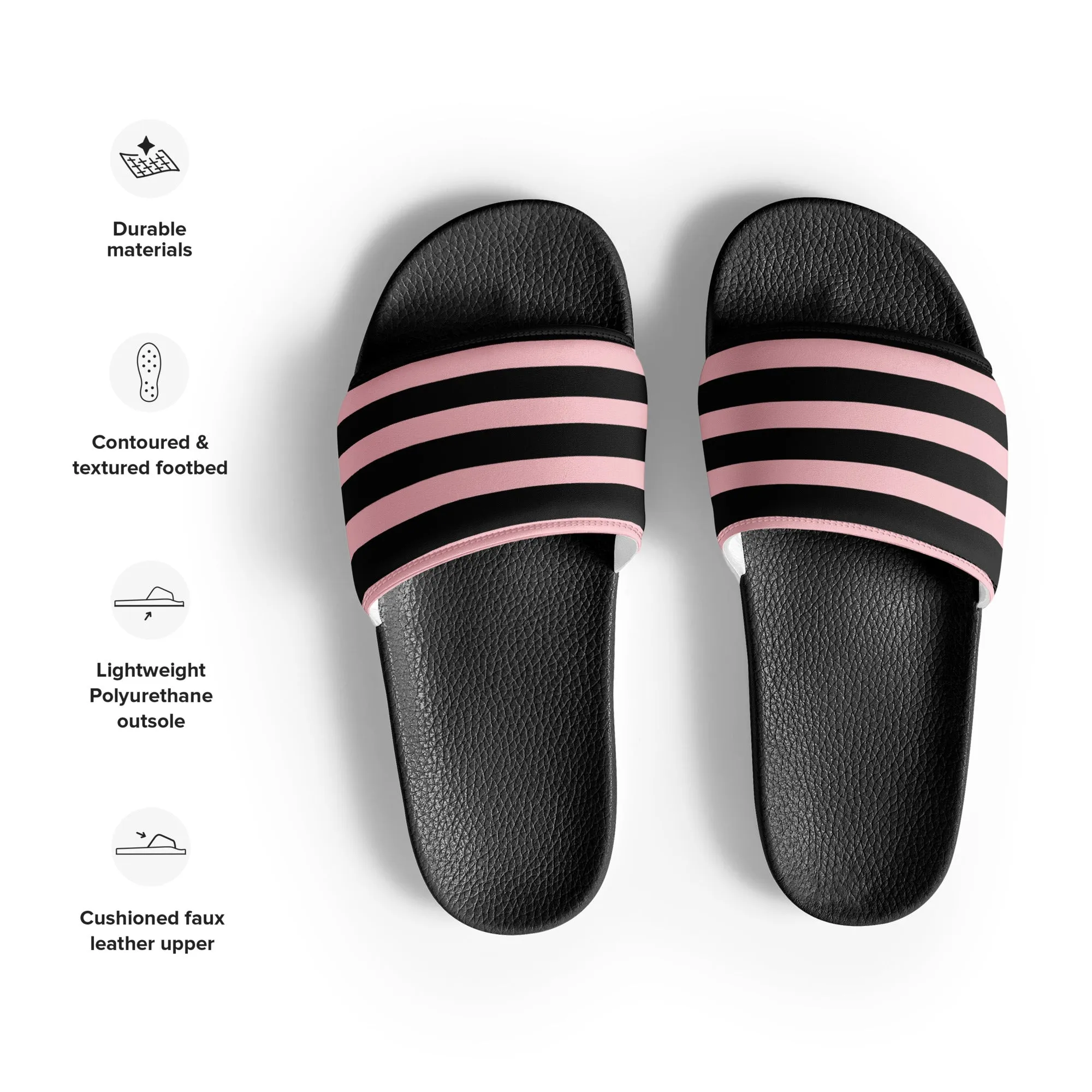 Black and Pink Beach Stripes Men’s Slides