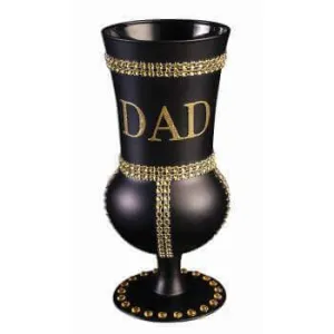 Black Glass Goblet with Gold - Dad