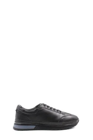 Black Leather Casual Sneakers Wessi