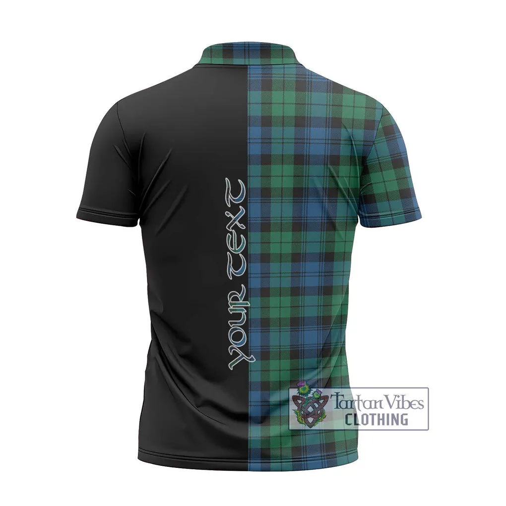 Black Watch Ancient Tartan Zipper Polo Shirt with Family Crest and Half Of Me Style