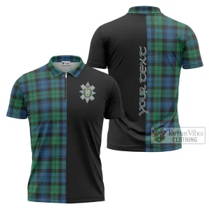 Black Watch Ancient Tartan Zipper Polo Shirt with Family Crest and Half Of Me Style