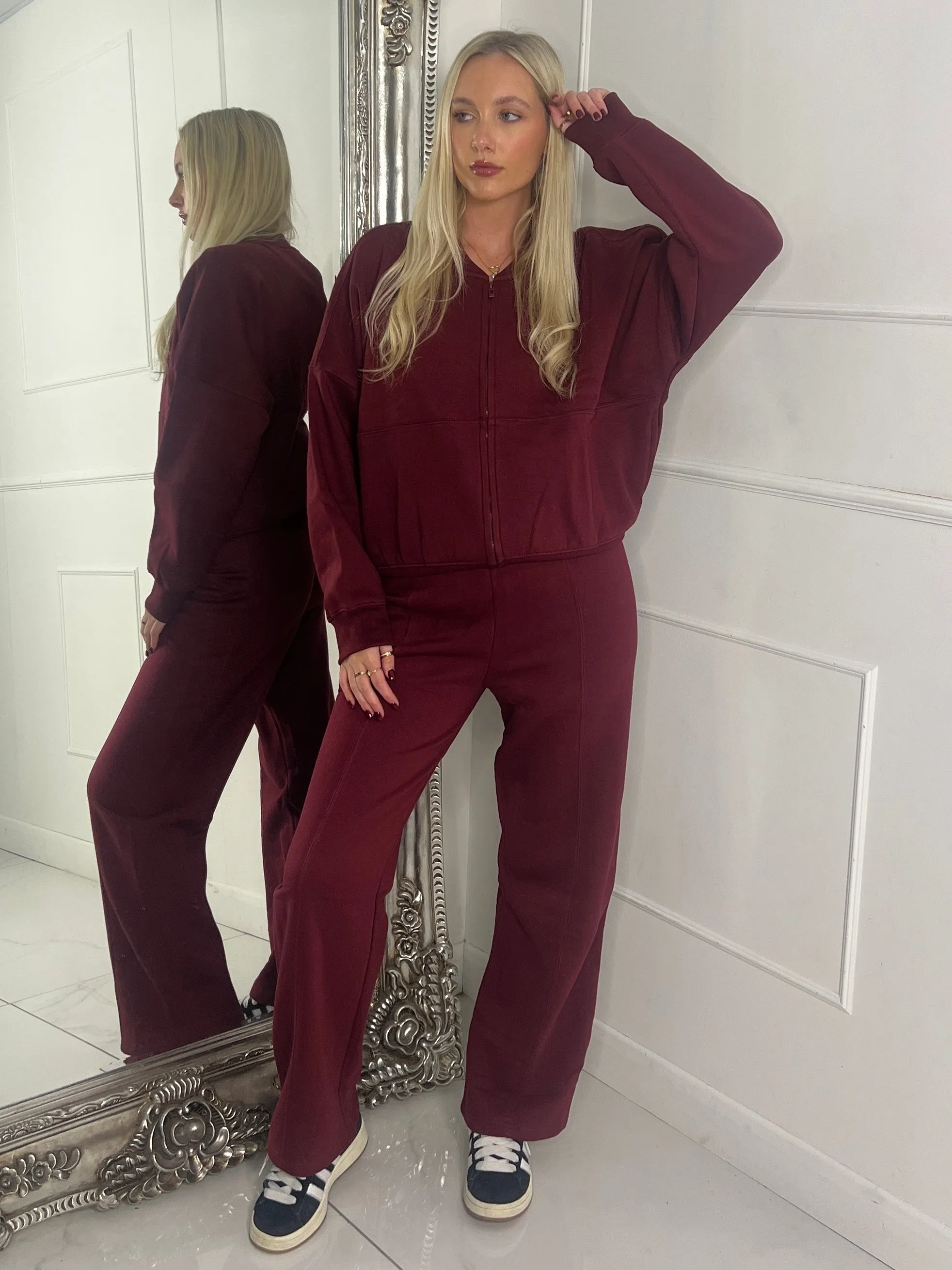 Bomber Jacket & Jogger Tracksuit - Wine