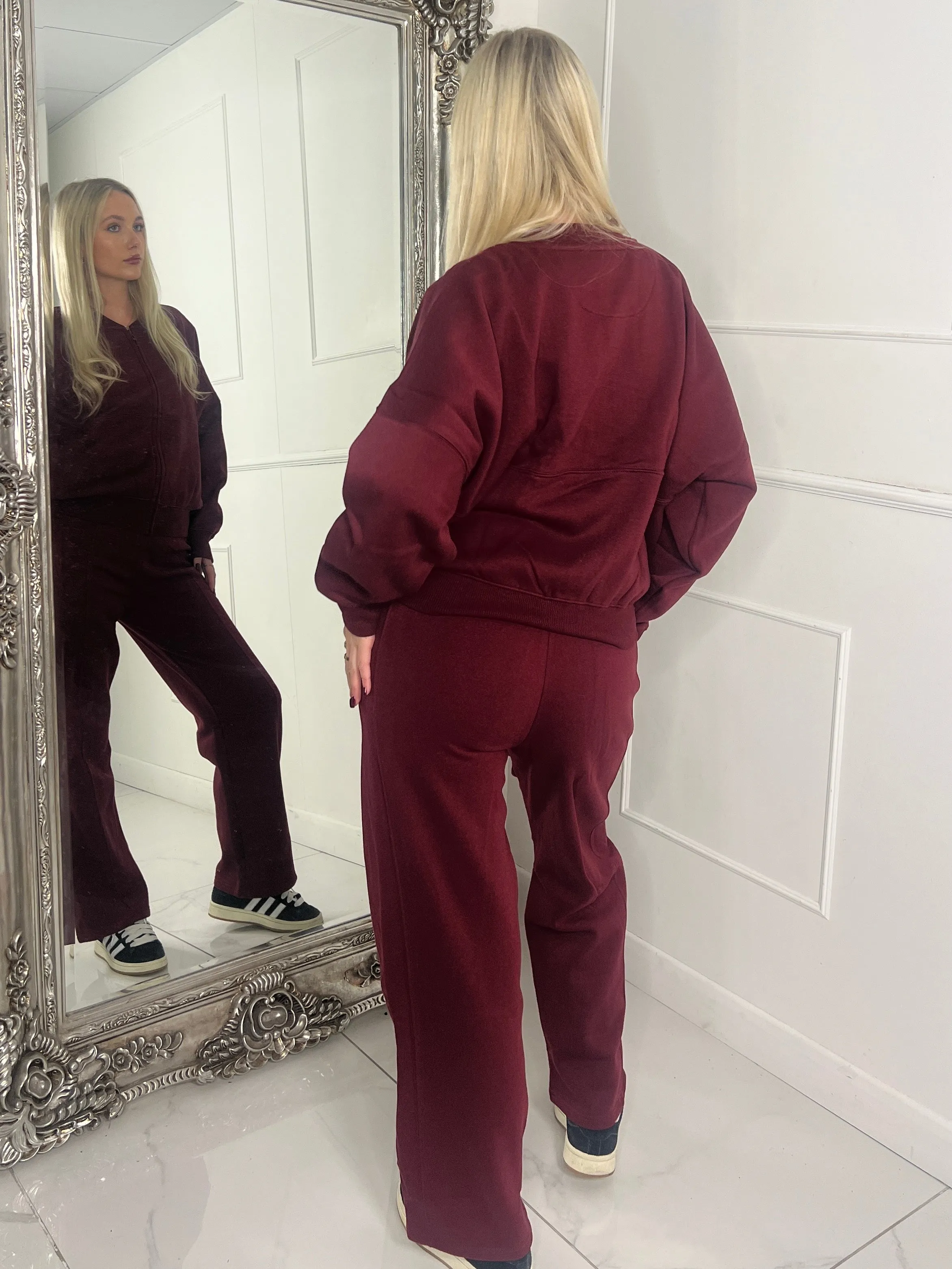 Bomber Jacket & Jogger Tracksuit - Wine