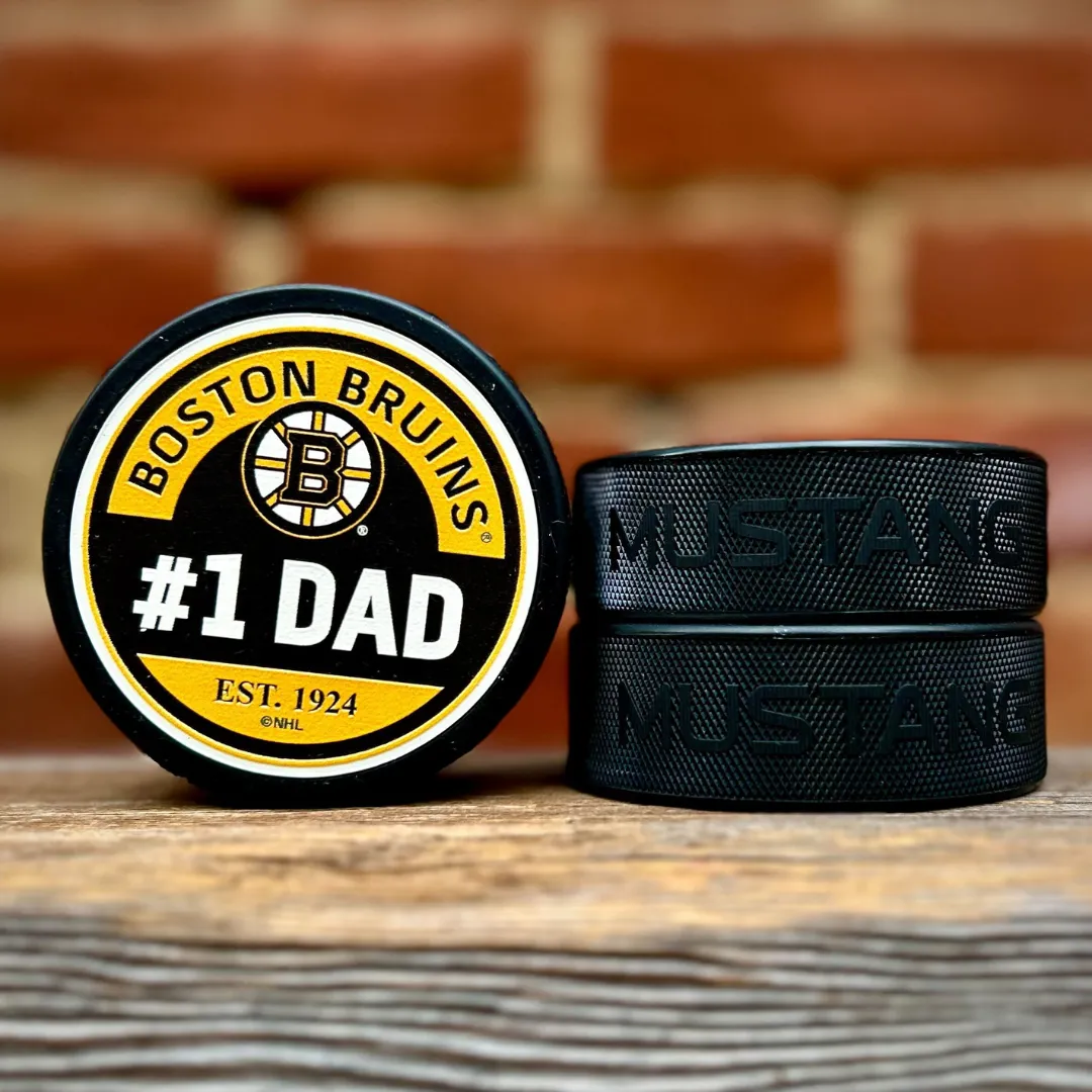 Boston Bruins #1 Dad Textured Puck