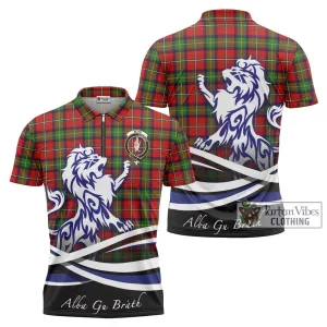 Boyd Tartan Zipper Polo Shirt with Alba Gu Brath Regal Lion Emblem