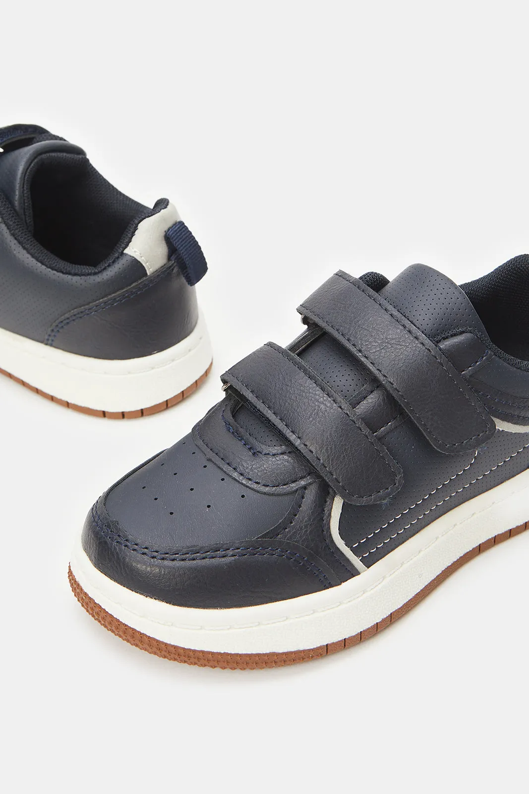 Boys Navy Material Block Skate Shoes