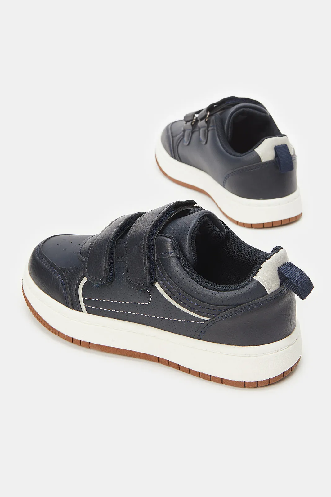 Boys Navy Material Block Skate Shoes