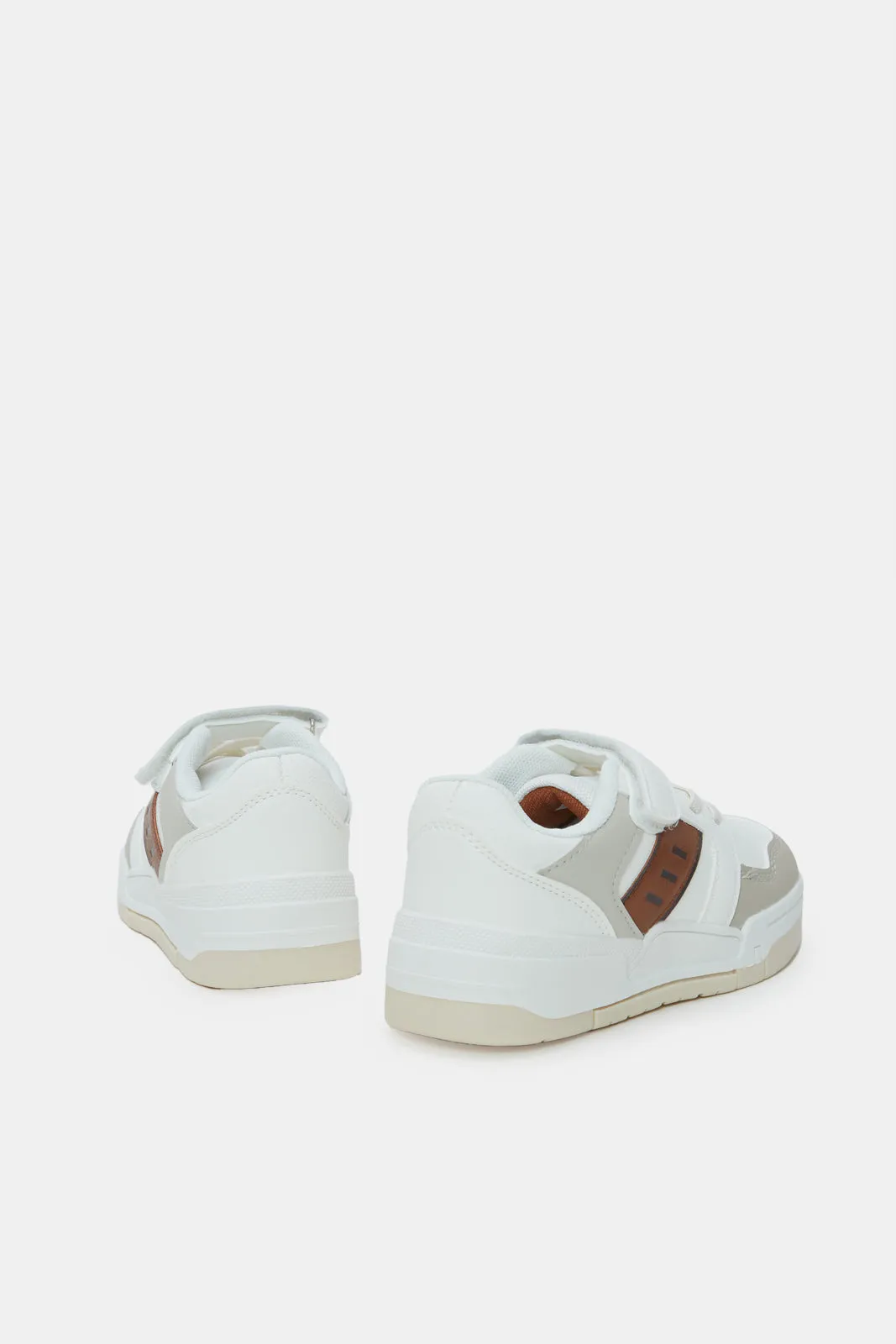 Boys White Colour Block Skate Shoes