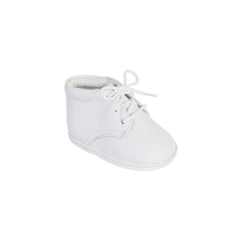 Boys White Lace-Up Closure Leather Christening Bootie Shoes 1 Baby-6 Toddler