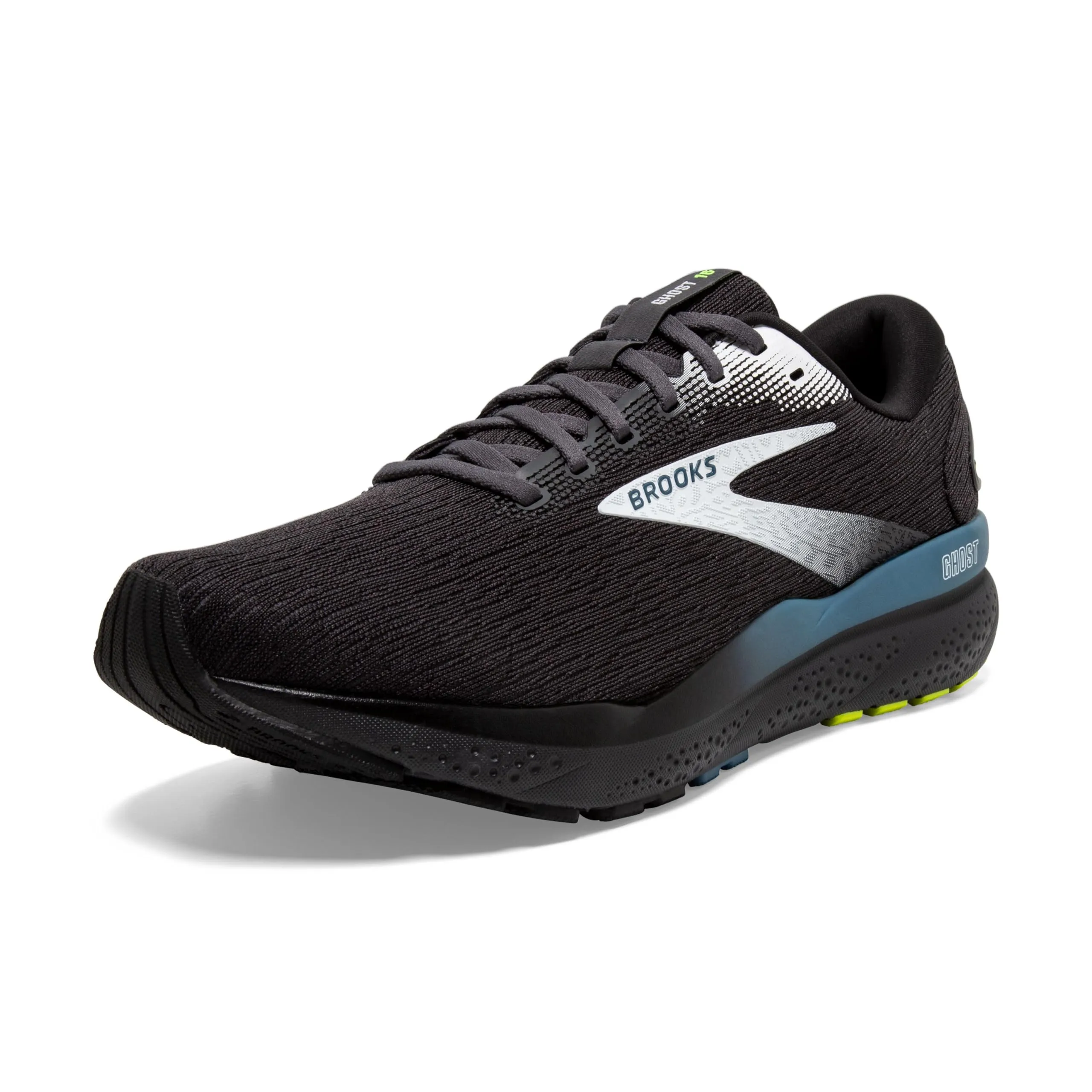 Brooks Men’s Ghost 16 Neutral Running Shoe - Black/Ebony/Blue - 9.5 Medium