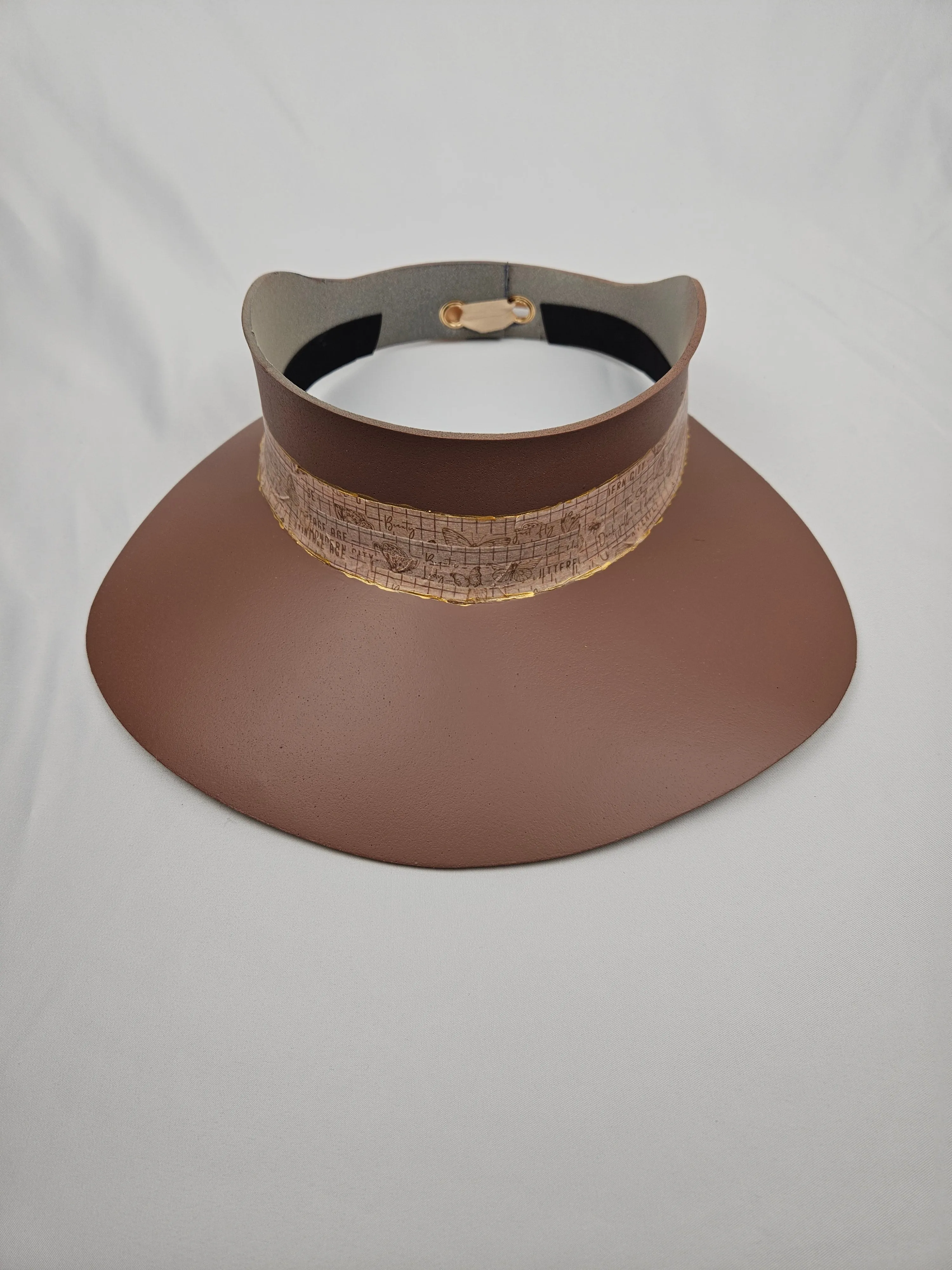 Brown "LadyEVA" Visor Hat with Butterfly and Grid Style Band