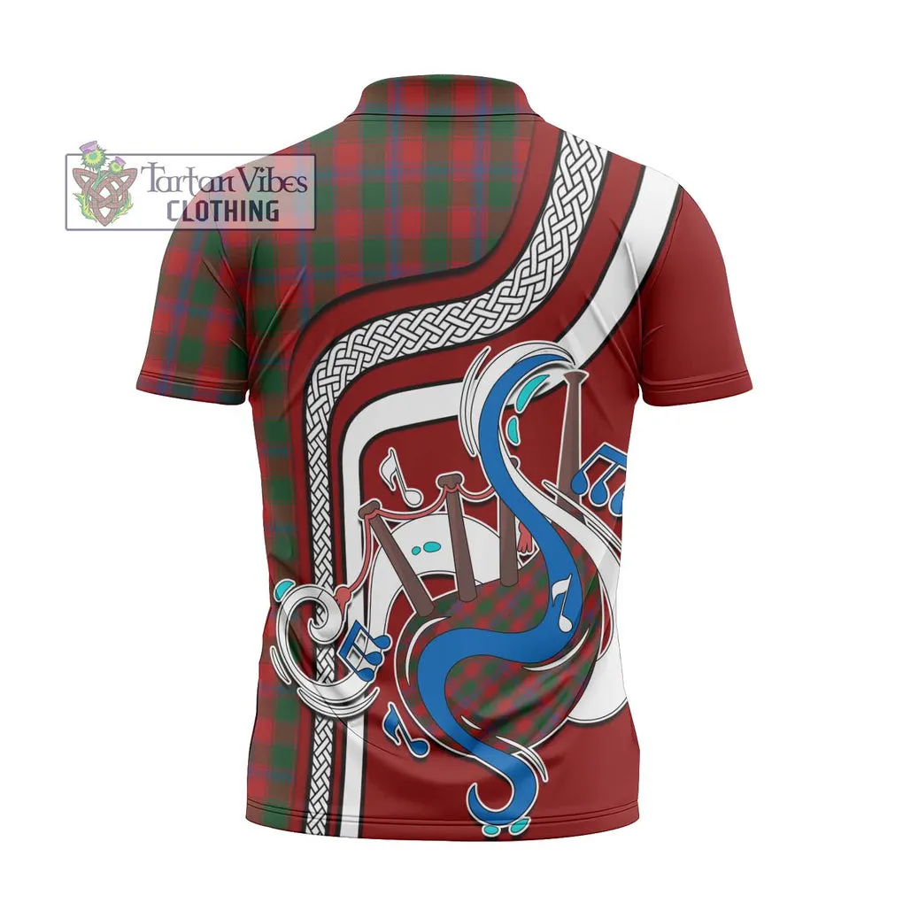 Bruce Old Tartan Zipper Polo Shirt with Epic Bagpipe Style