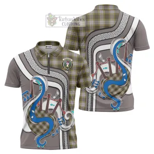 Buchanan Dress Tartan Zipper Polo Shirt with Epic Bagpipe Style