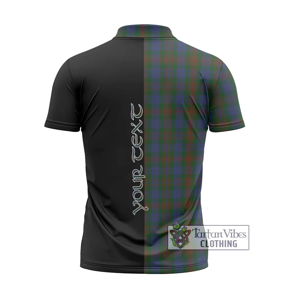 Buchanan Hunting Tartan Zipper Polo Shirt with Family Crest and Half Of Me Style