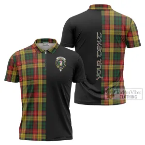 Buchanan Tartan Zipper Polo Shirt with Family Crest and Half Of Me Style