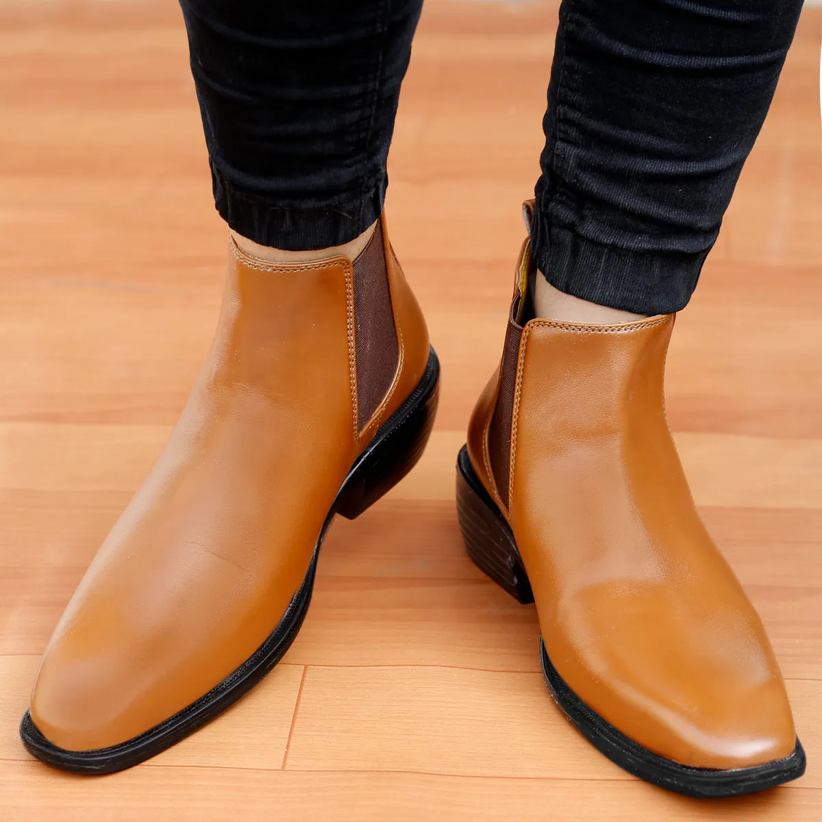 Bxxy's 2 Inch Hidden Height Increasing Faux Leather Chelsea Boots for Men