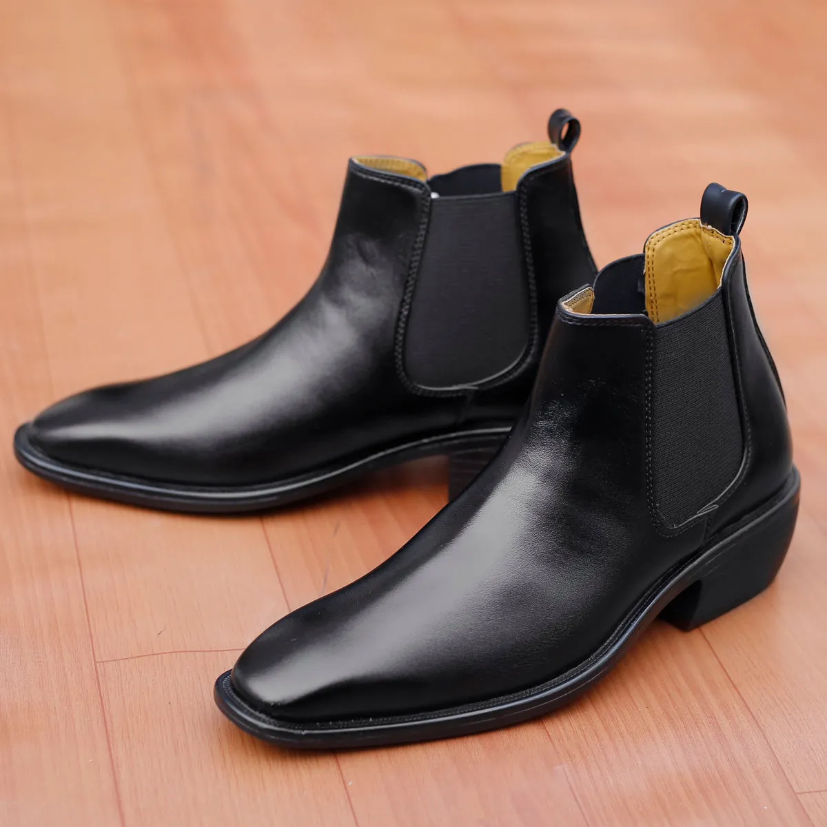 Bxxy's 2 Inch Hidden Height Increasing Faux Leather Chelsea Boots for Men