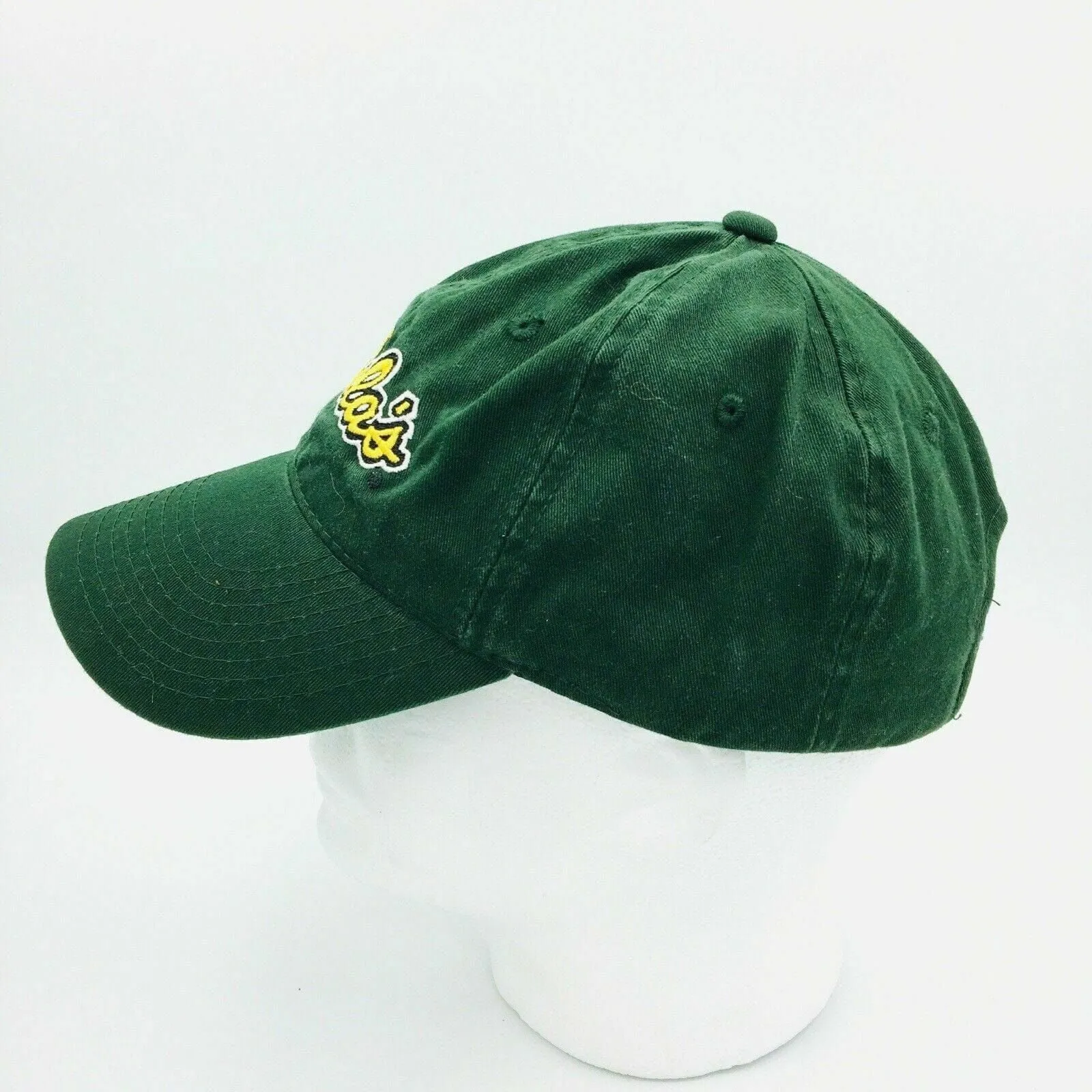 Cabelas Mens Green Yellow Hat Logo OSFM Strapback Cap Retro Dad