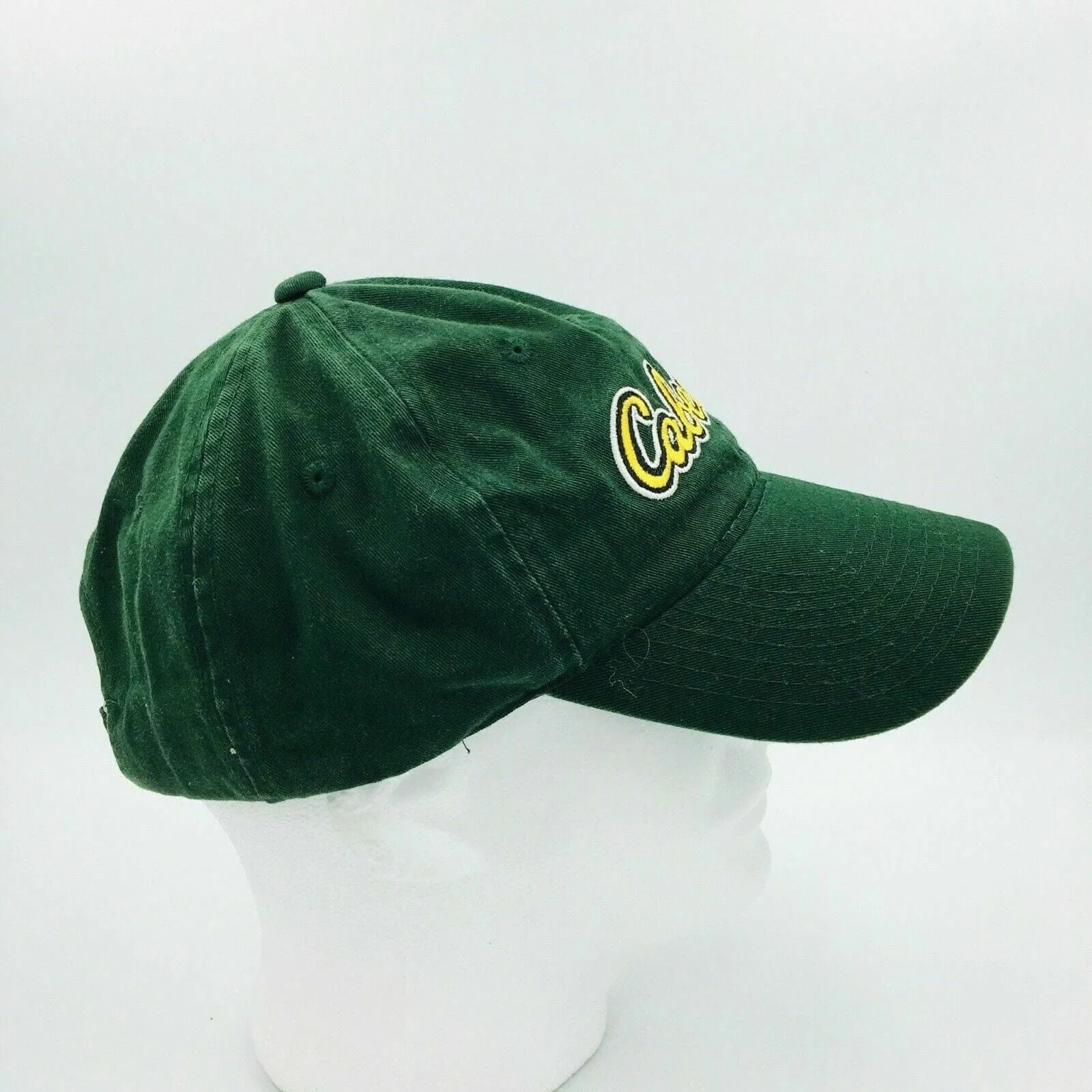 Cabelas Mens Green Yellow Hat Logo OSFM Strapback Cap Retro Dad